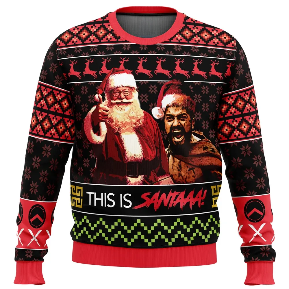This Is Santa Leonidas 300 Ugly Christmas Sweater, Funny Movie Meme Holiday Sweater, Christmas Gift, Unisex This Is Santaaa Parody Sweatshirt