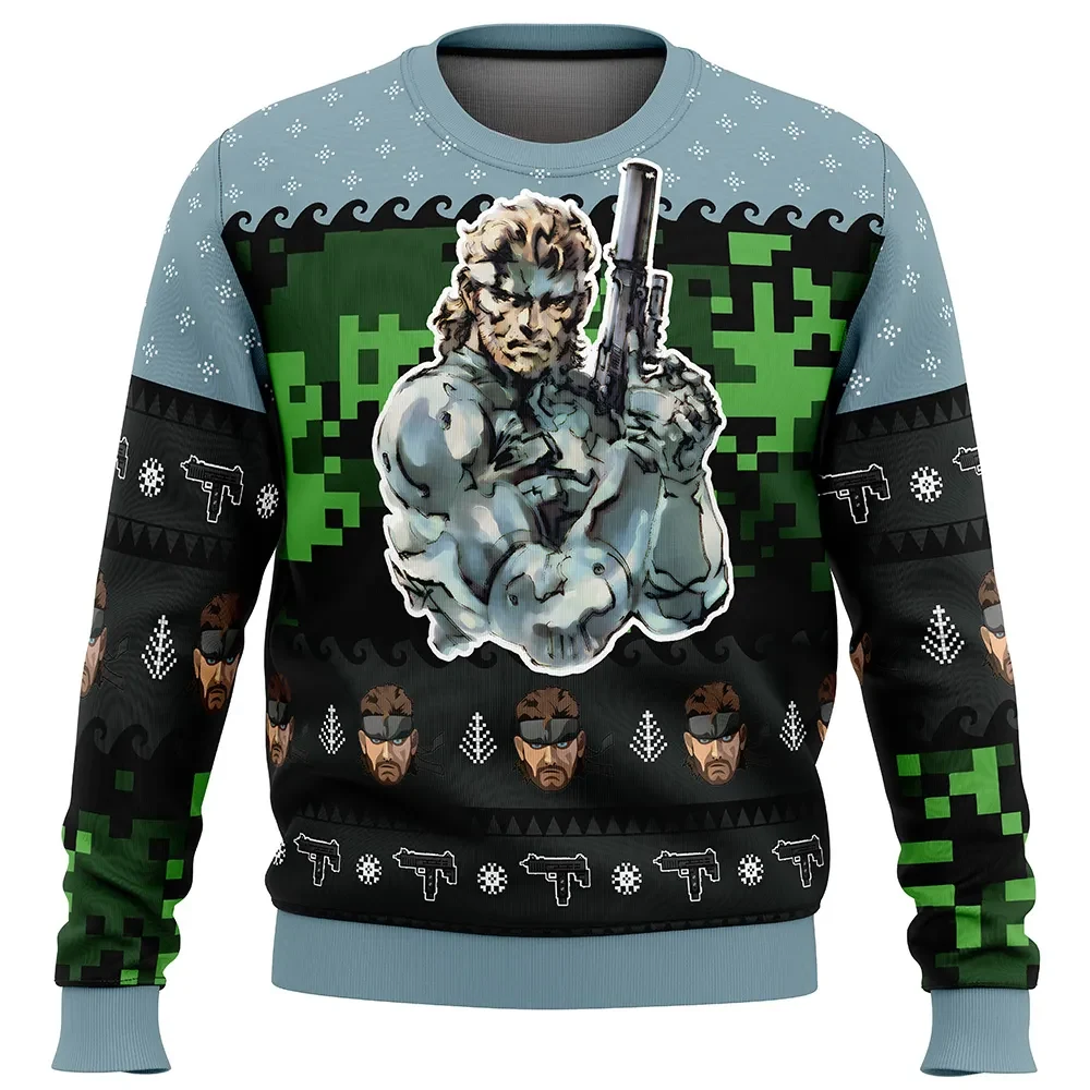 Solid Snake Metal Gear Ugly Christmas Sweater, Metal Gear Solid Gamer Holiday Sweater, Pixel Camo Sweatshirt, Video Game Xmas Gift