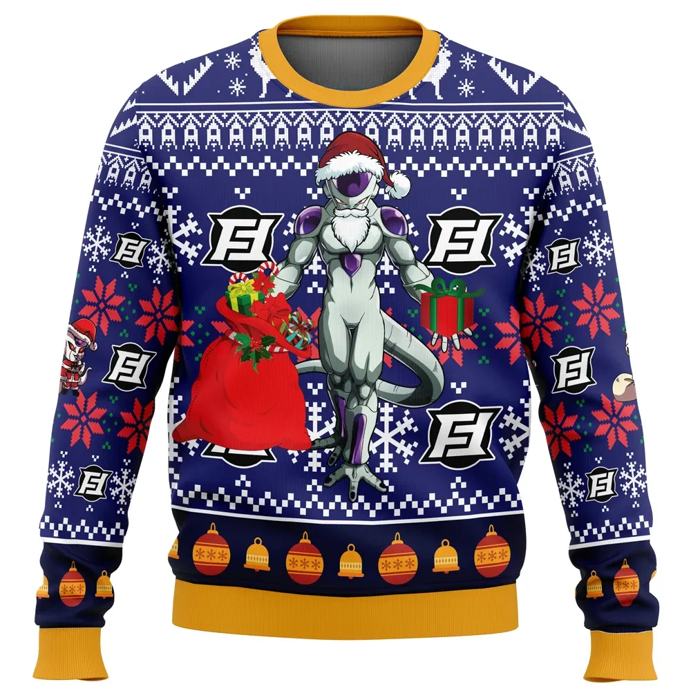 Frieza Dragon Ball Z Ugly Christmas Sweater, DBZ Anime Holiday Sweater, Anime Xmas Gift, Unisex Santa Frieza Force Sweatshirt for Fans