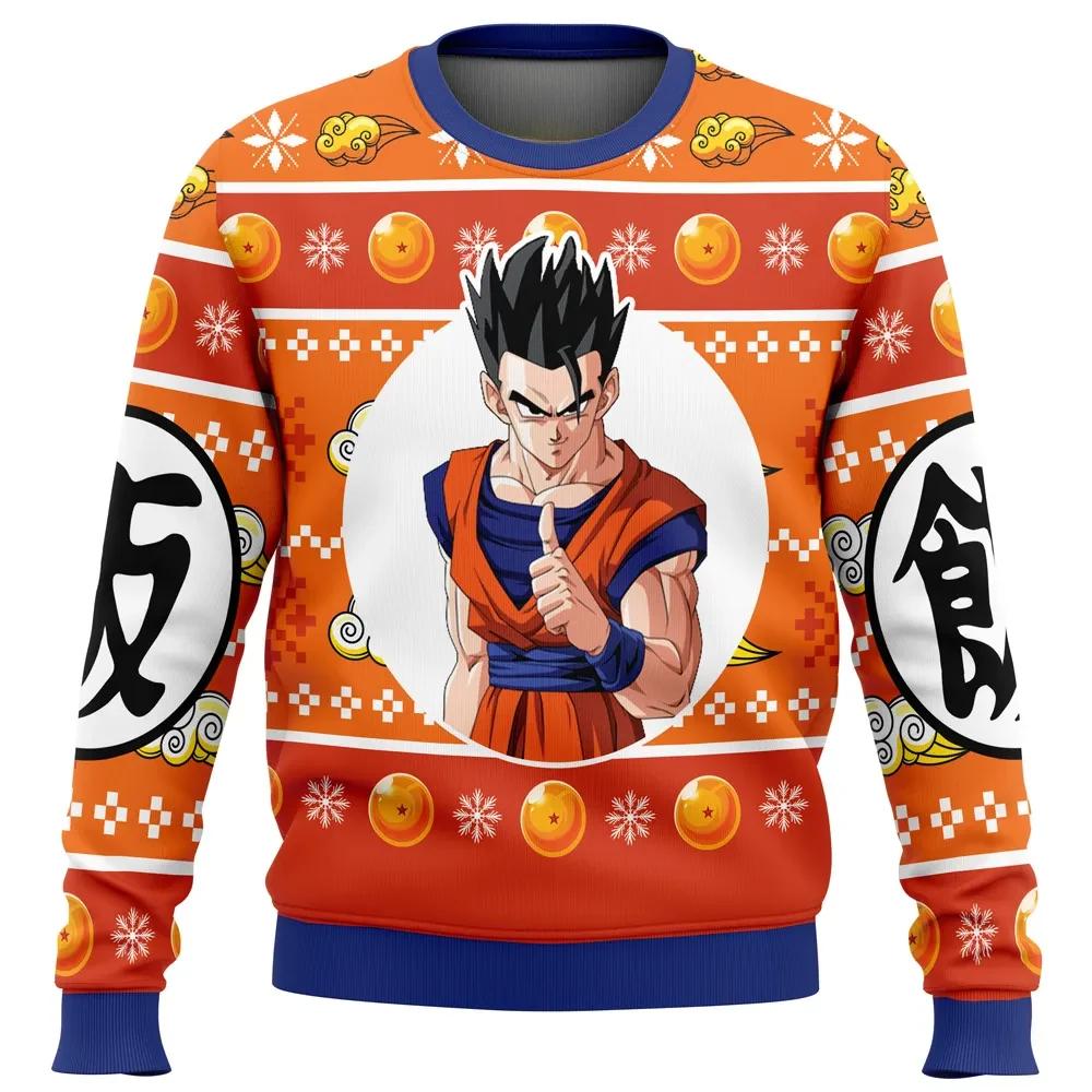 Gohan Dragon Ball Z Ugly Christmas Sweater, DBZ Anime Holiday Sweater, Anime Xmas Gift, Unisex Ultimate Gohan Kanji Sweatshirt for Fans