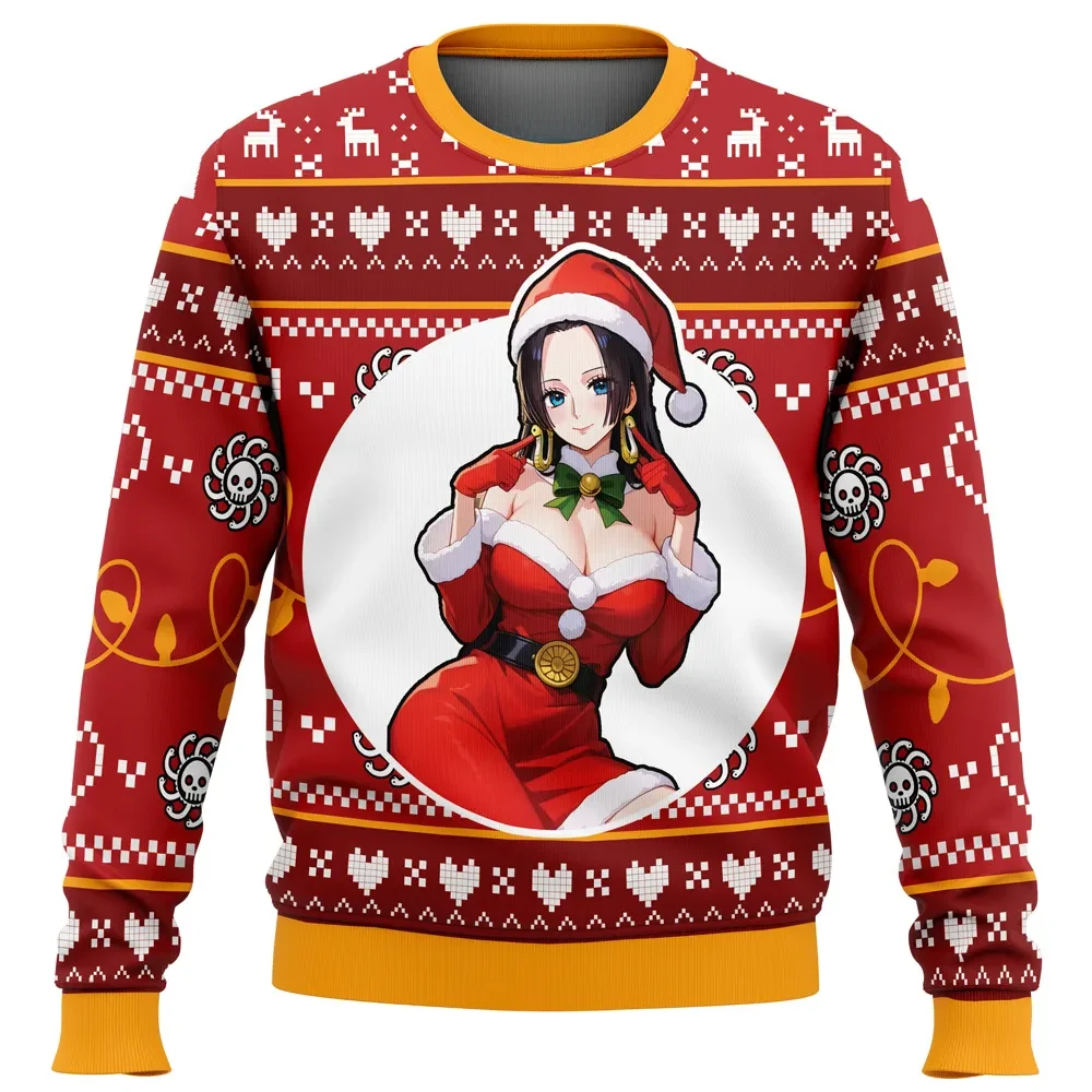 Boa Hancock One Piece Ugly Christmas Sweater, Santa Pirate Empress Anime Holiday Sweater, Kuja Xmas Gift for Straw Hat Fans