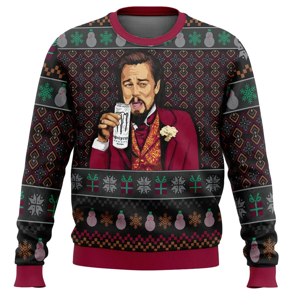 Laughing Leo DiCaprio Monster Variant Ugly Christmas Sweater, Funny Meme Holiday Sweatshirt, Unisex Office Party Christmas Gift for Meme Lovers