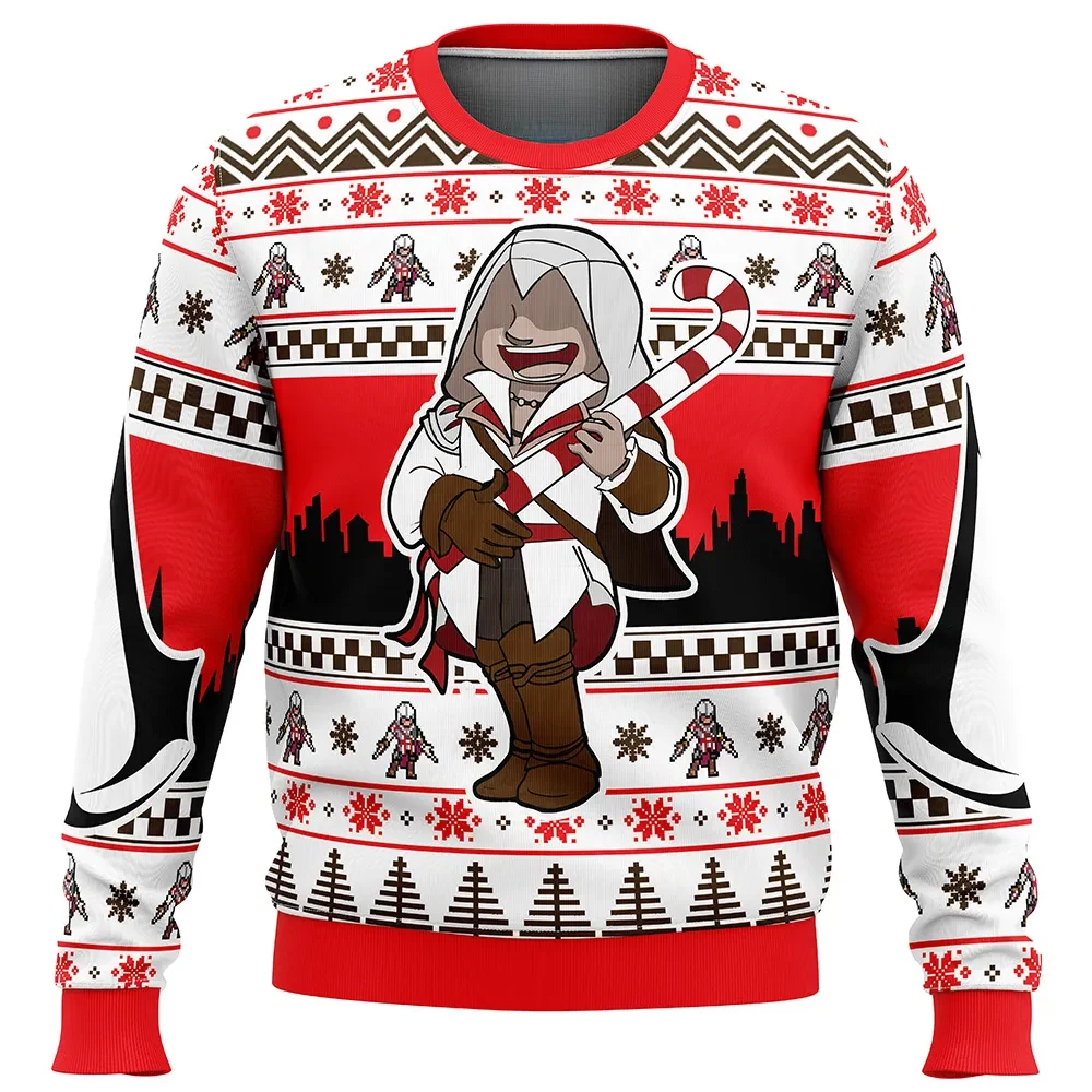 Chibi Ezio Auditore da Firenze Assassin's Creed Ugly Christmas Sweater, Gamer Holiday Sweater, Xmas Gift, Unisex Video Game Sweatshirt