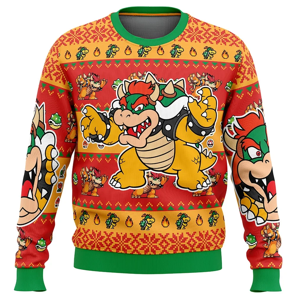 Christmas Bowser Super Mario Bros Ugly Christmas Sweater, Nintendo Gamer Holiday Sweater, Video Game Xmas Jumper