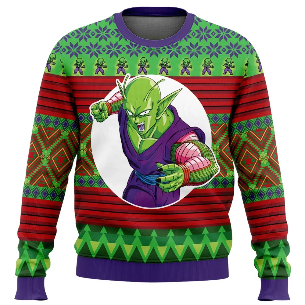 Piccolo Dragon Ball Z Ugly Christmas Sweater, DBZ Anime Holiday Sweater, Namekian Demon Kanji Unisex Xmas Sweatshirt, Gift for Anime Fans