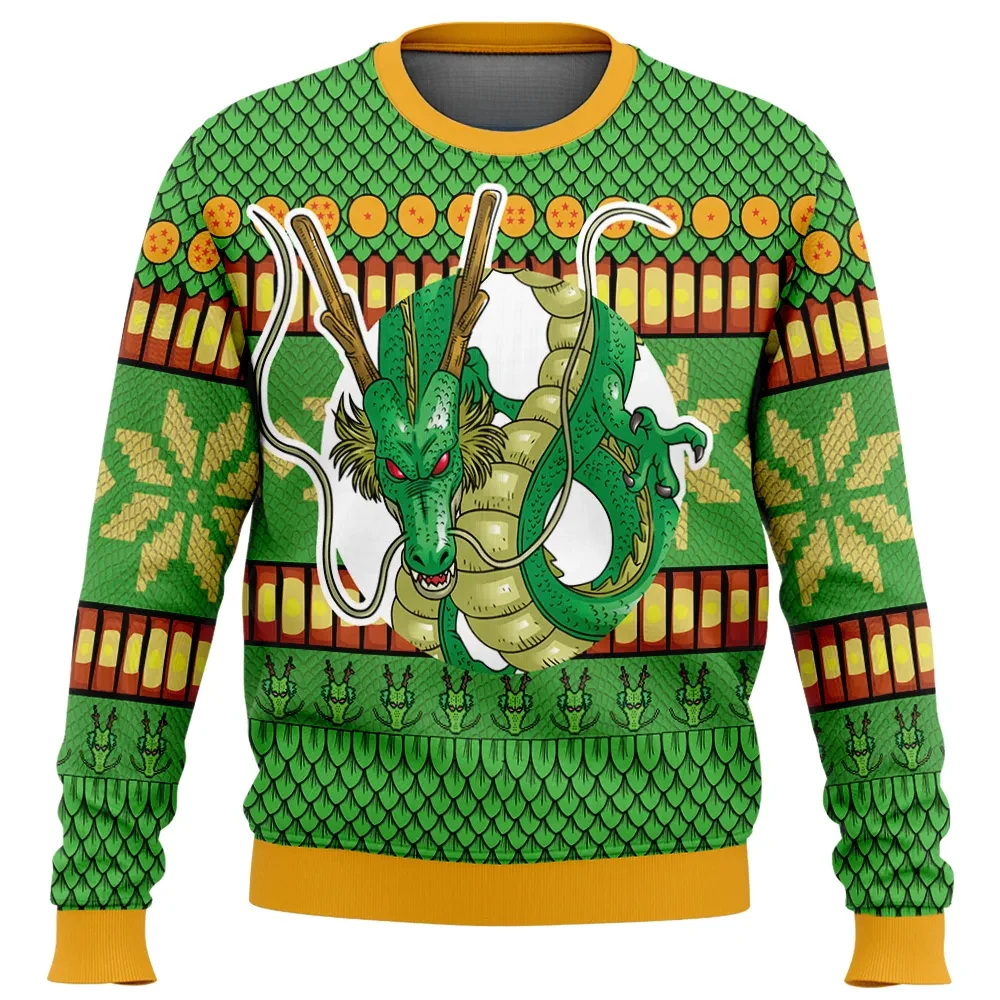 Shenron Dragon Ball Z Ugly Christmas Sweater, DBZ Eternal Dragon Shenron Holiday Sweater, Seven Dragon Balls Anime Xmas Gift for Fans