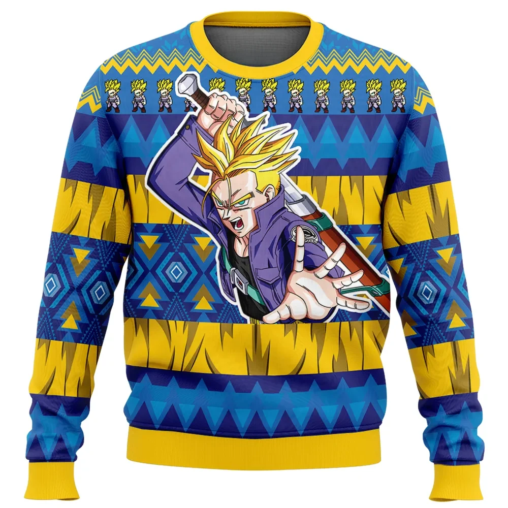 Future Trunks Dragon Ball Z Ugly Christmas Sweater, Super Saiyan Trunks DBZ Holiday Sweater, Anime Xmas Gift, Unisex All Over Print Sweatshirt