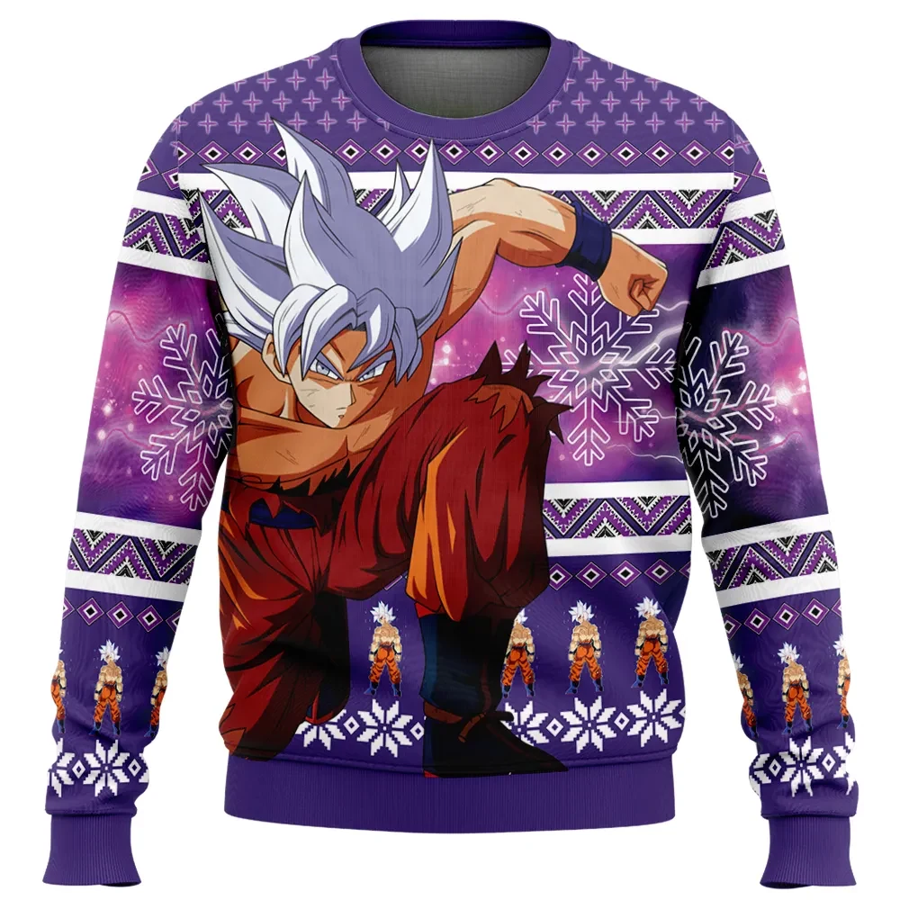 Ultra Instinct Goku Dragon Ball Z Ugly Christmas Sweater, DBZ Anime Holiday Sweater, Unisex All Over Print Xmas Gift for Saiyan Fans