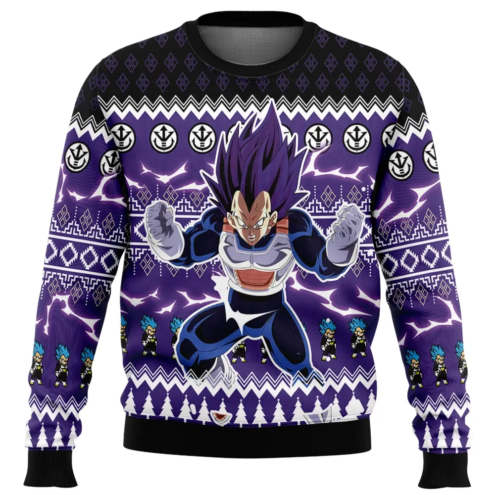 Vegeta Ultra Ego Dragon Ball Z Ugly Christmas Sweater, DBZ Saiyan Prince Holiday Sweatshirt, Unisex Anime Xmas Gift for Fans