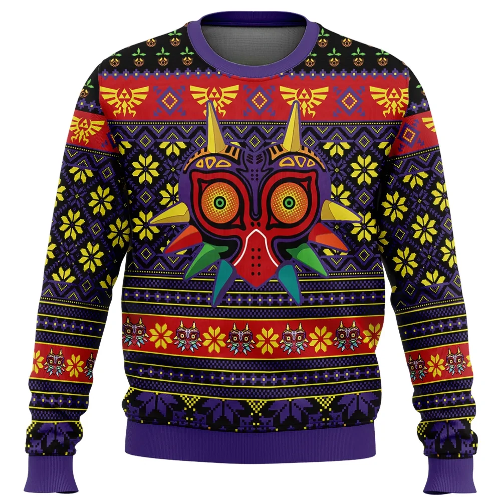 Majora's Mask The Legend of Zelda Ugly Christmas Sweater, Triforce Gamer Holiday Sweater, Retro Video Game Xmas Gift for Hyrule Fans