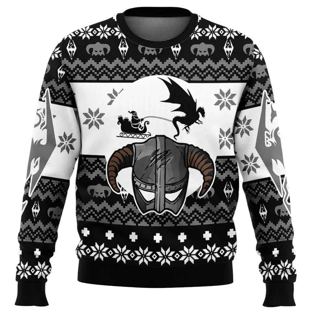 Christmas Skyrim Ugly Christmas Sweater, Elder Scrolls Dragonborn We Know Holiday Sweater, Dark Brotherhood Handprint Pullover, Gamer Xmas Gift