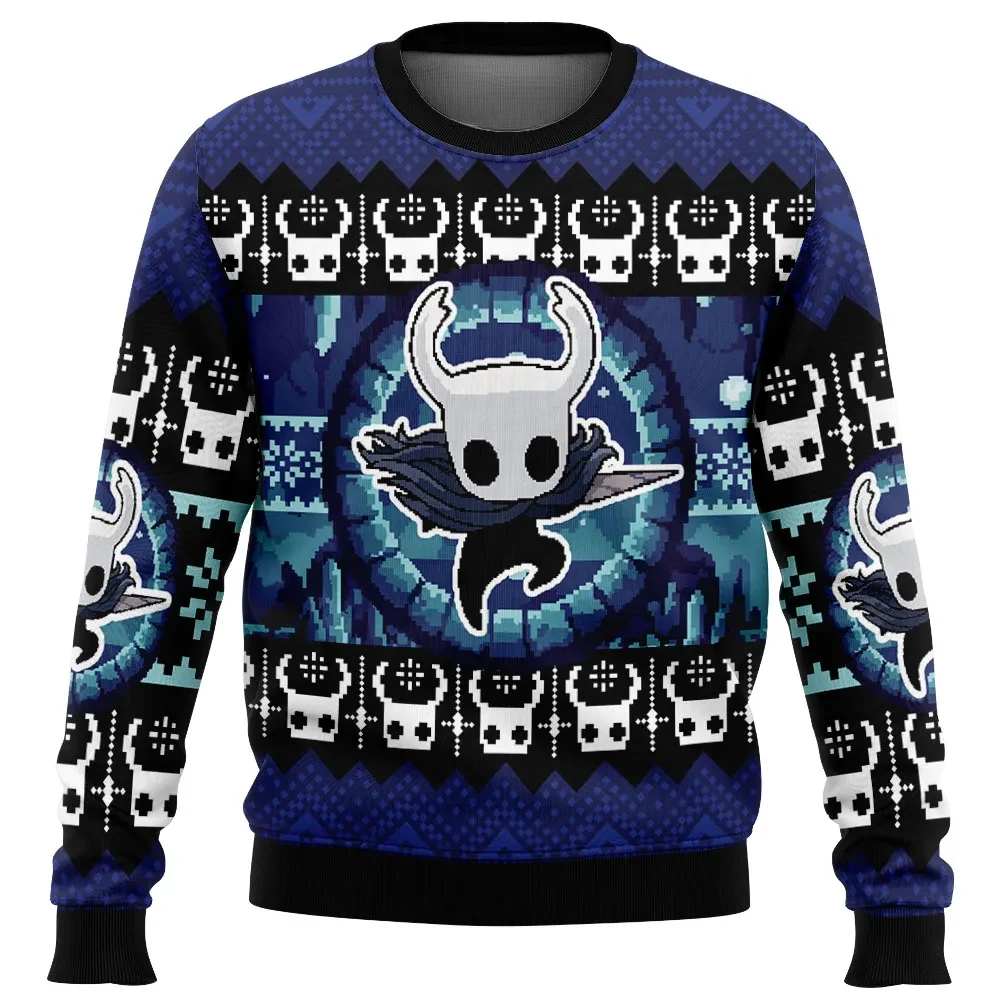 Christmas Hollow Knight Ugly Christmas Sweater, Hallownest Mask Gamer Holiday Sweater, Indie Metroidvania Video Game Xmas Gift for Fans