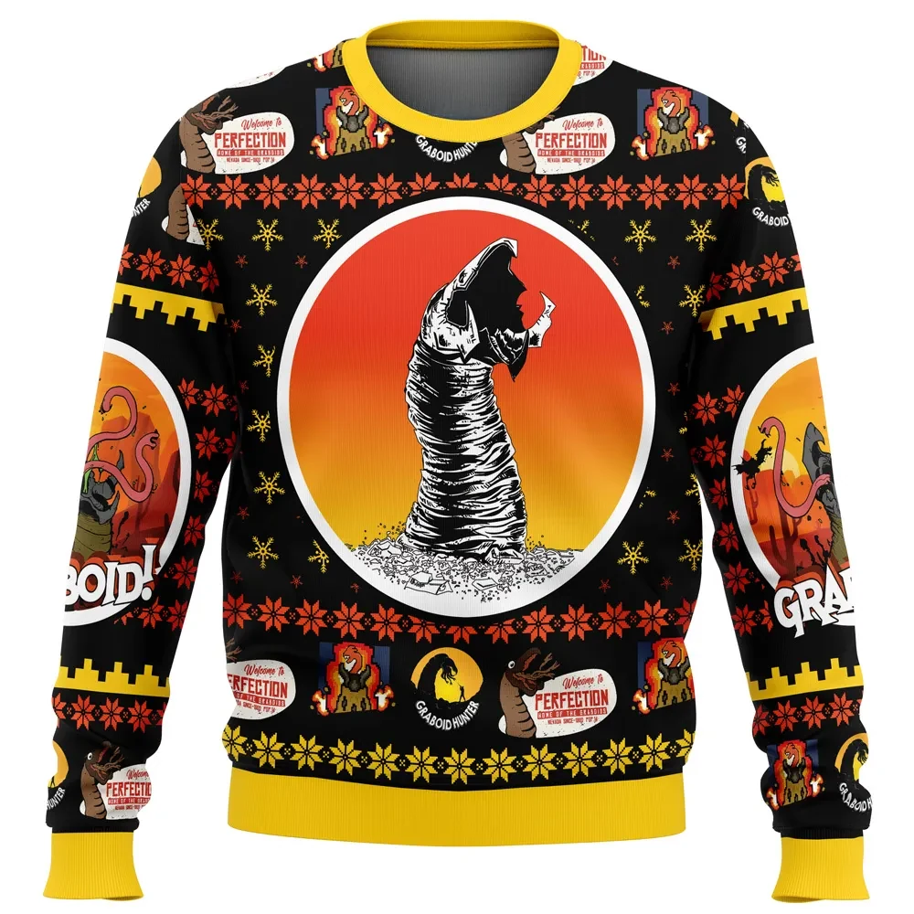 Christmas Graboid Tremors Ugly Christmas Sweater, Perfection Nevada Cult Classic Holiday Sweatshirt, Horror Movie Xmas Gift for Monster Fans