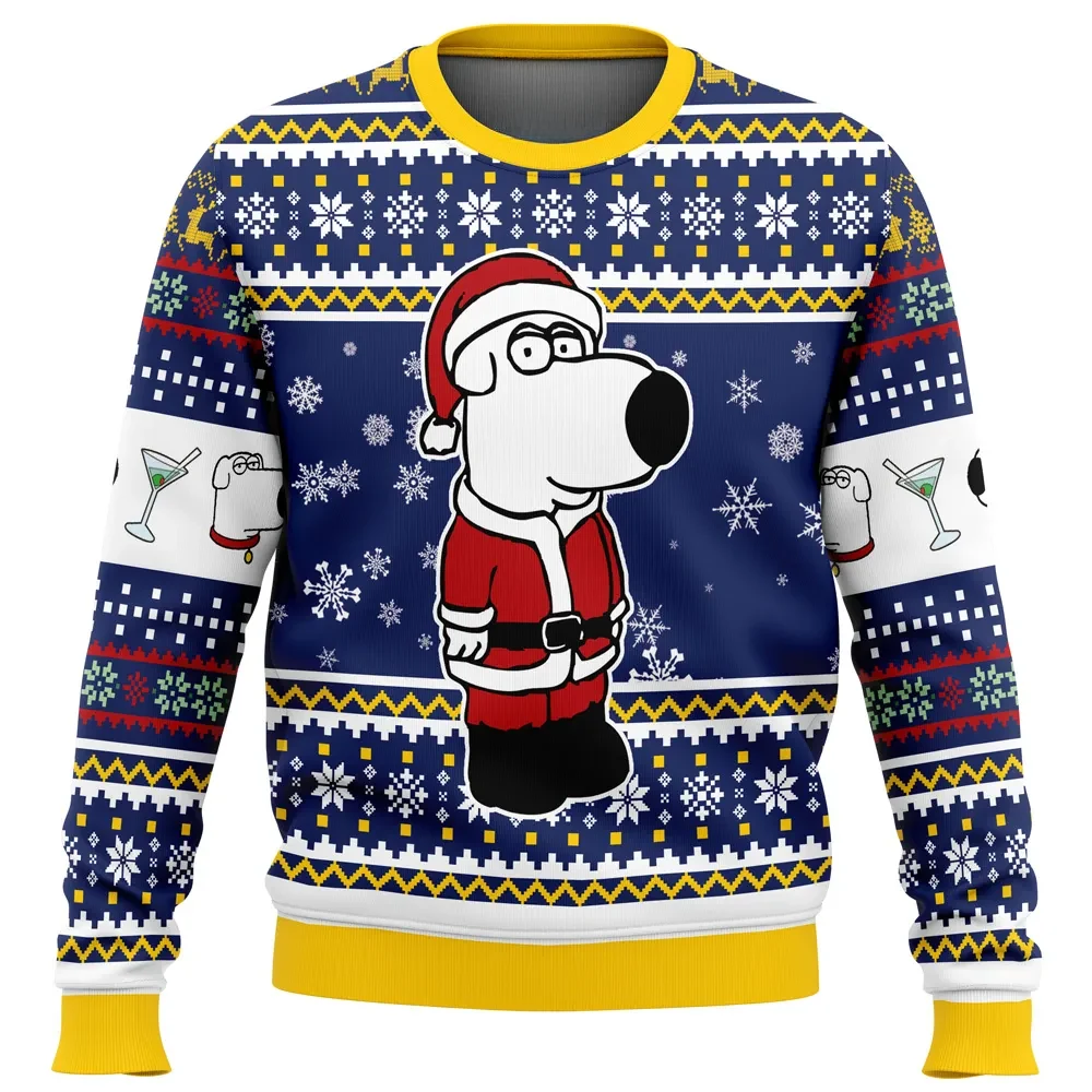 Christmas Brian Griffin Family Guy Ugly Christmas Sweater, Santa Suit Dog Cartoon Holiday Sweatshirt, Funny Navy Xmas Gift for TV Fans