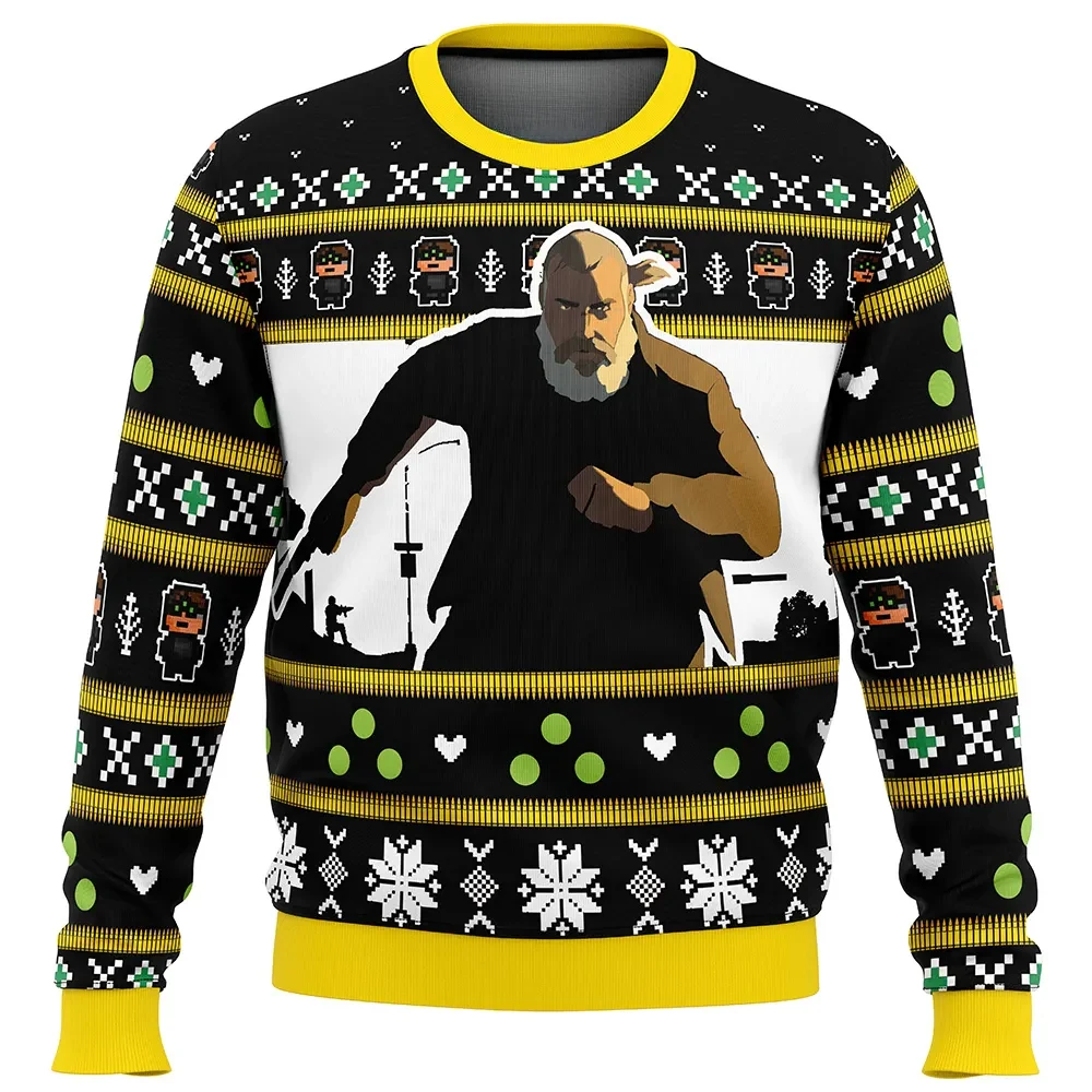 Sam Fisher Tom Clancy's Splinter Cell Ugly Christmas Sweater, Stealth Game Black and Yellow Holiday Sweatshirt, Gamer Xmas Gift