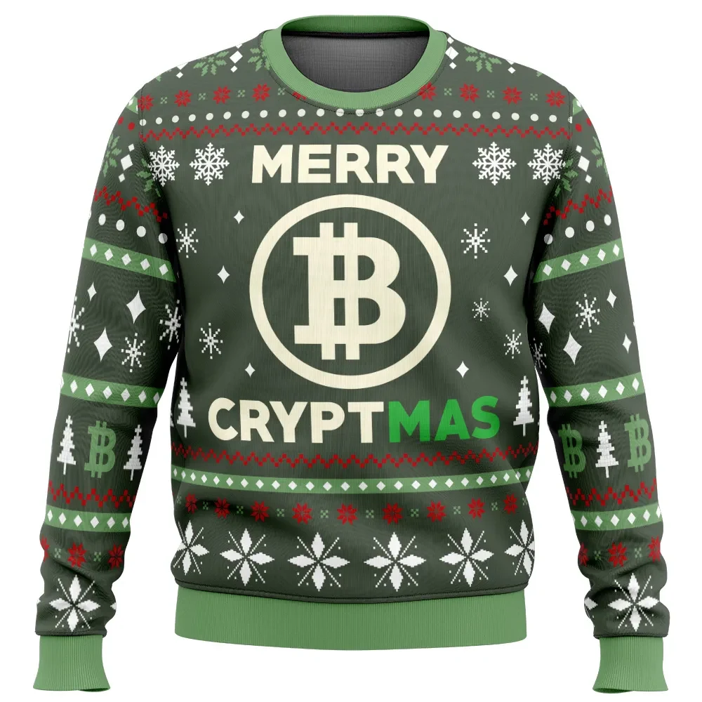 Merry Cryptmas Ugly Christmas Sweater, Bitcoin Crypto Holiday Sweatshirt, Funny Xmas Gift for Traders, Investors and Blockchain Fans