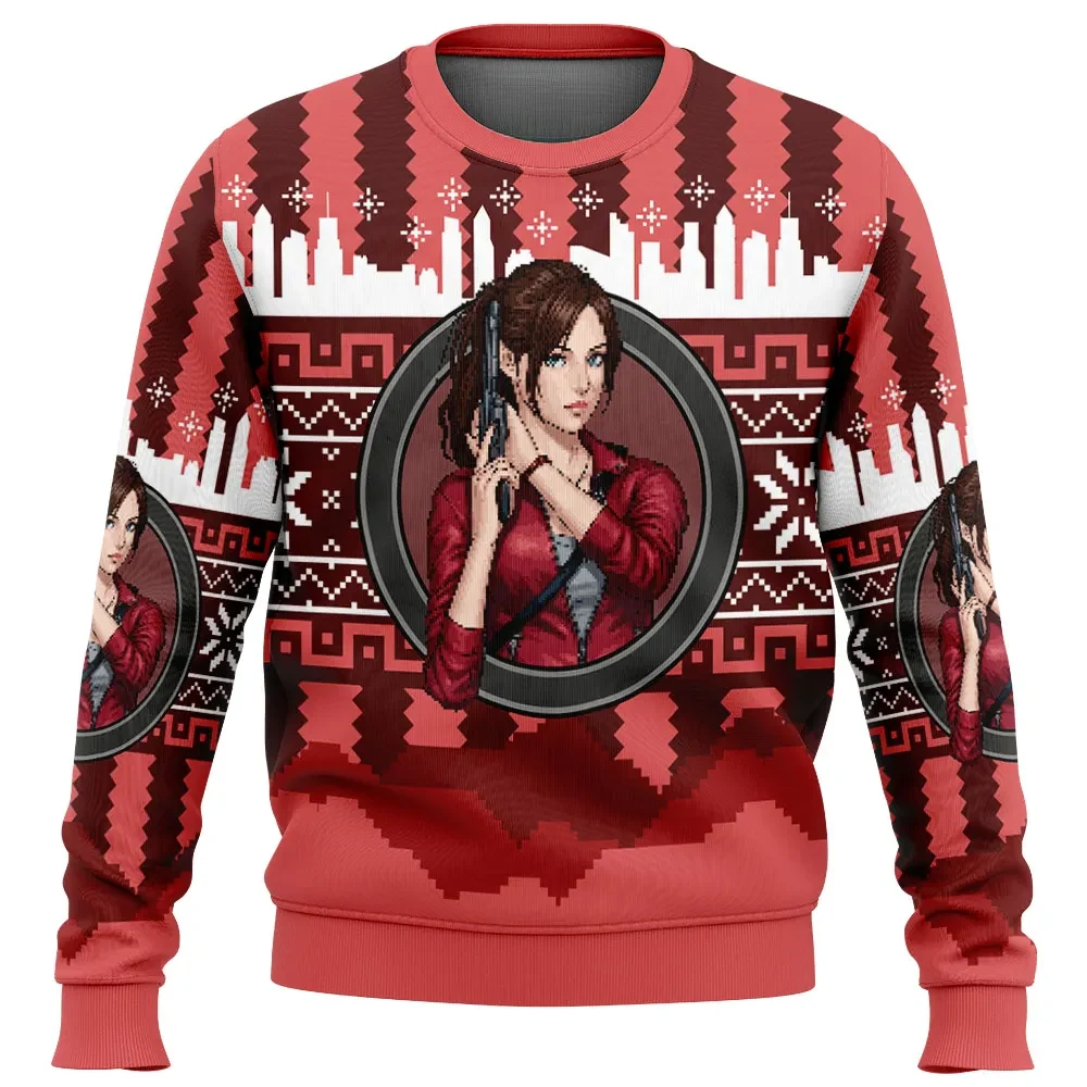 Christmas Claire Redfield Resident Evil Ugly Christmas Sweater, Resident Evil Gamer Holiday Sweater, Video Game Xmas Jumper