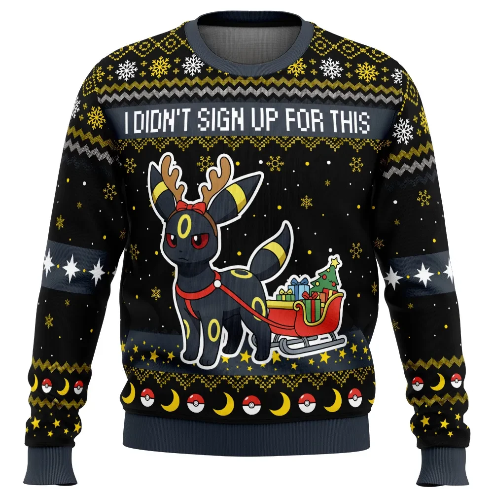 Umbreon I Didn't Sign Up For This Pokemon Ugly Christmas Sweater, Umbreon Reindeer Anime Holiday Sweater, Unisex All Over Print Xmas Sweater