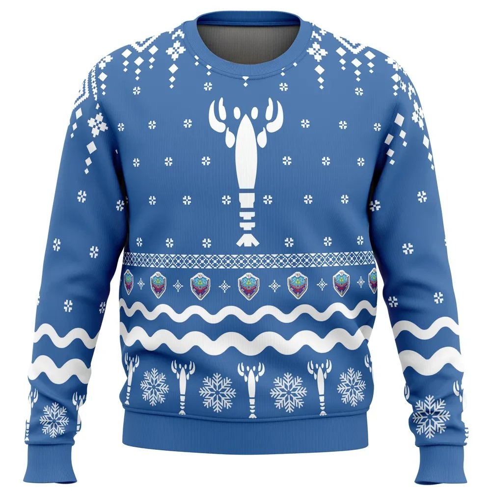Islander Link Tunic Legend of Zelda Ugly Christmas Sweater, Wind Waker Outset Island Lobster Holiday Sweatshirt, Gamer Xmas Gift for Fans