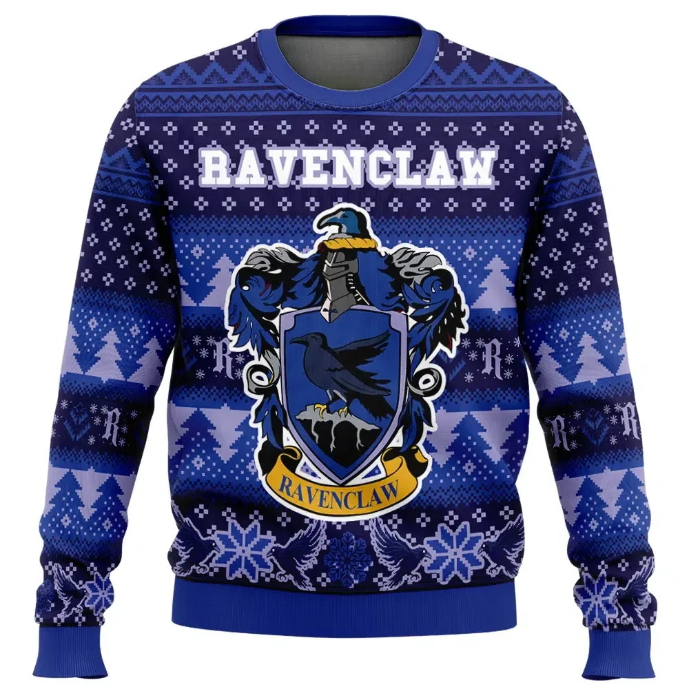 Christmas Ravenclaw Ugly Christmas Sweater, Harry Potter Hogwarts House Crest Holiday Sweater, Wizard Movie Xmas Gift, Unisex Sweatshirt