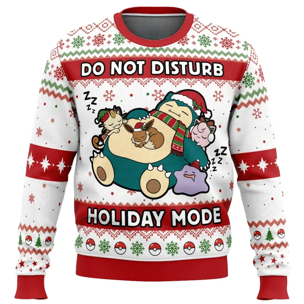 Do Not Disturb Holiday Mode Snorlax Pokemon Ugly Christmas Sweater, Normal Type Pokemon Holiday Sweater, Anime Xmas Sweater