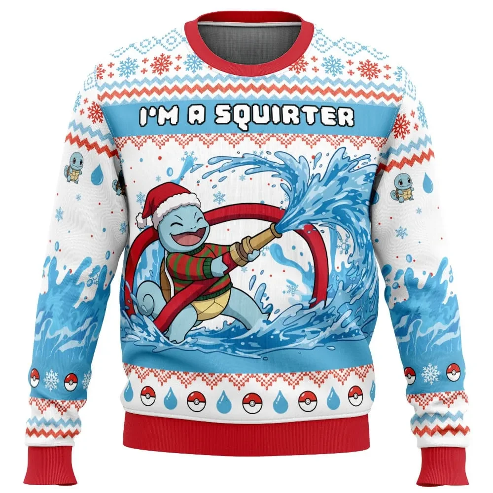 Squirtle I'm a Squirter Pokemon Ugly Christmas Sweater, Pokemon Holiday Sweater, Gamer Xmas Gift, Santa Hat Squirtle Unisex Pullover