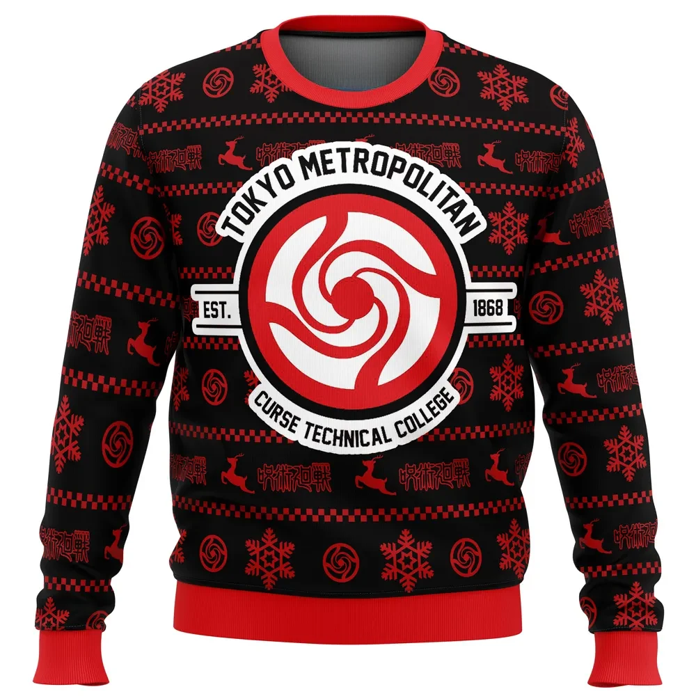 Tokyo Metropolitan Curse Technical College Jujutsu Kaisen Ugly Christmas Sweater, JJK Holiday Sweater, Anime Xmas Sweater