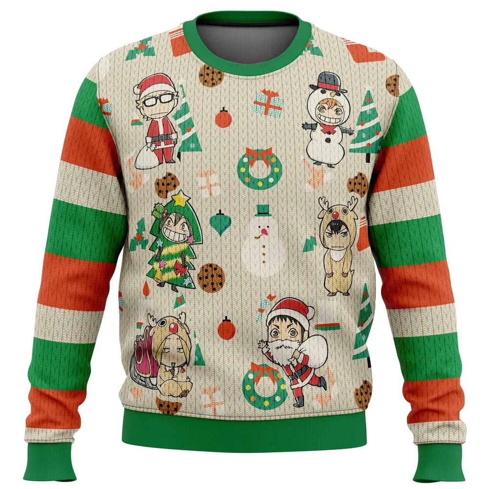 Christmas Haikyuu Ugly Christmas Sweater, Haikyuu Chibi Holiday Sweater, Sports Anime Xmas Gift, Unisex All Over Print Top for Volleyball Fans