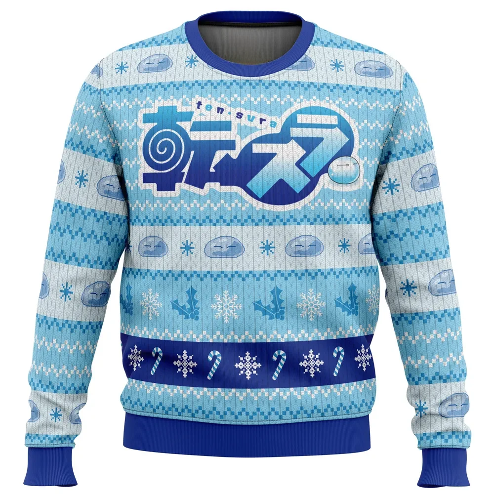 Blue Christmas That Time I Got Reincarnated as a Slime Ugly Christmas Sweater, Rimuru Anime Holiday Sweater, Anime Xmas Sweater
