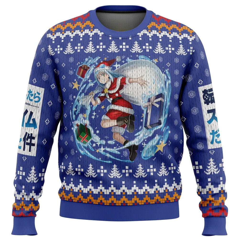 Santa Rimuru That Time I Got Reincarnated as a Slime Ugly Christmas Sweater, Tensura Anime Holiday Sweater, Xmas Jumper