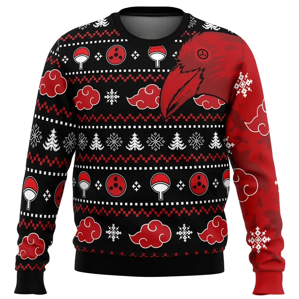 Akatsuki Itachi Symbolic Crows Ugly Christmas Sweater, Naruto Shippuden Anime Holiday Sweater, Uchiha Sharingan Unisex Xmas Gift for Fans