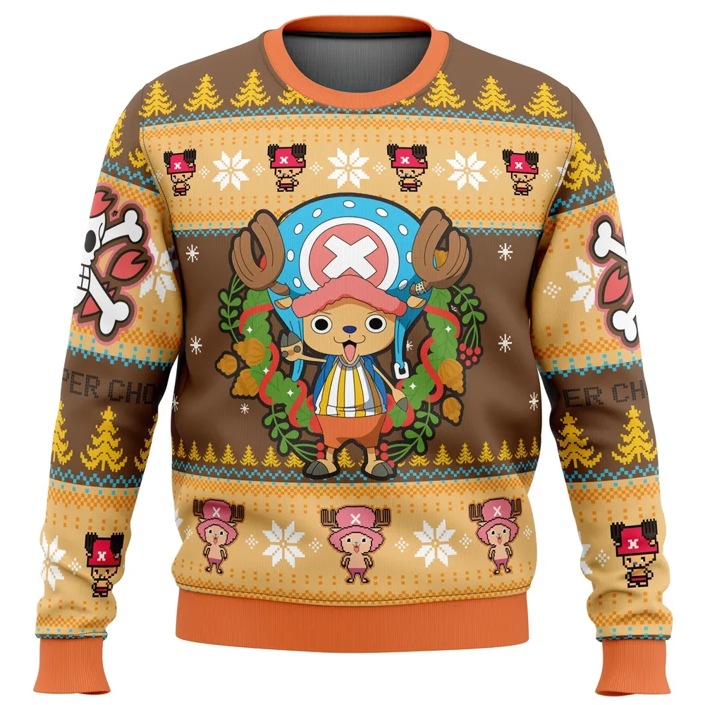 Christmas Tony Tony Chopper One Piece Ugly Christmas Sweater, Straw Hat Pirates Reindeer Doctor Anime Holiday Sweater, Xmas Gift for Fans