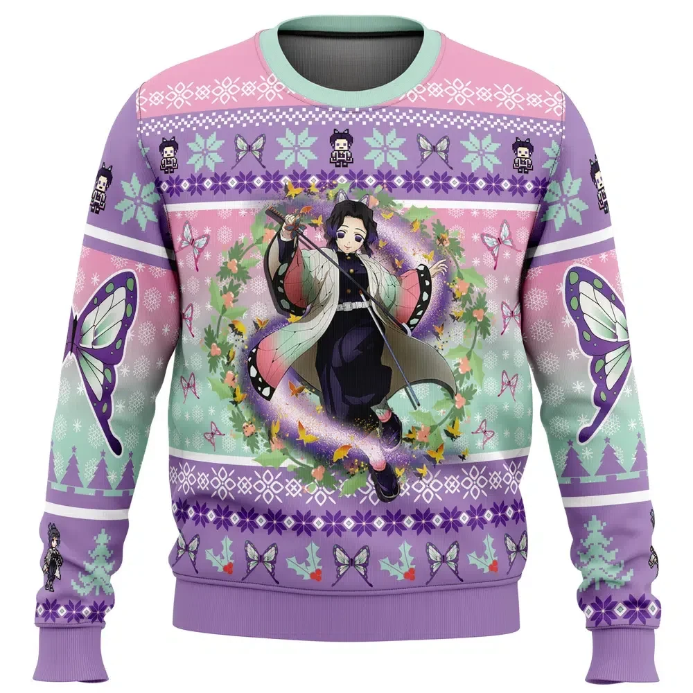 Christmas Kochou Shinobu Demon Slayer Ugly Christmas Sweater, Shinobu Kocho Holiday Sweater, Butterfly Insect Hashira, Anime Xmas Gift