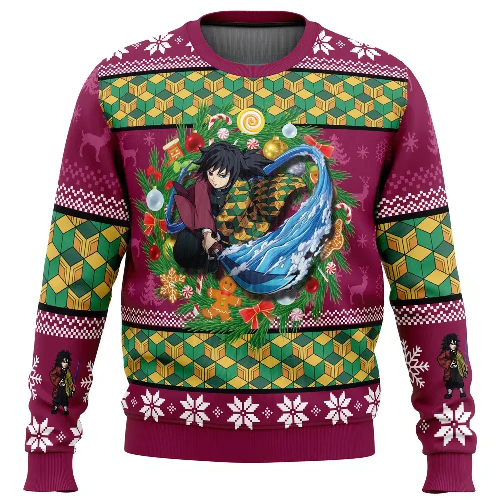 Christmas Giyuu Tomioka Ugly Christmas Sweater, Demon Slayer Water Hashira Holiday Sweater, Kimetsu no Yaiba Anime Pullover, Xmas Gift