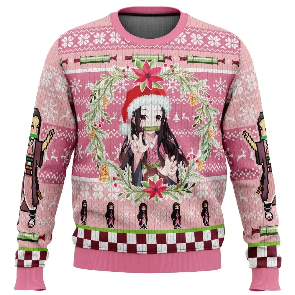 Christmas Nezuko Kamado Demon Slayer Ugly Christmas Sweater, Kimetsu no Yaiba Holiday Sweater, Anime Xmas Jumper