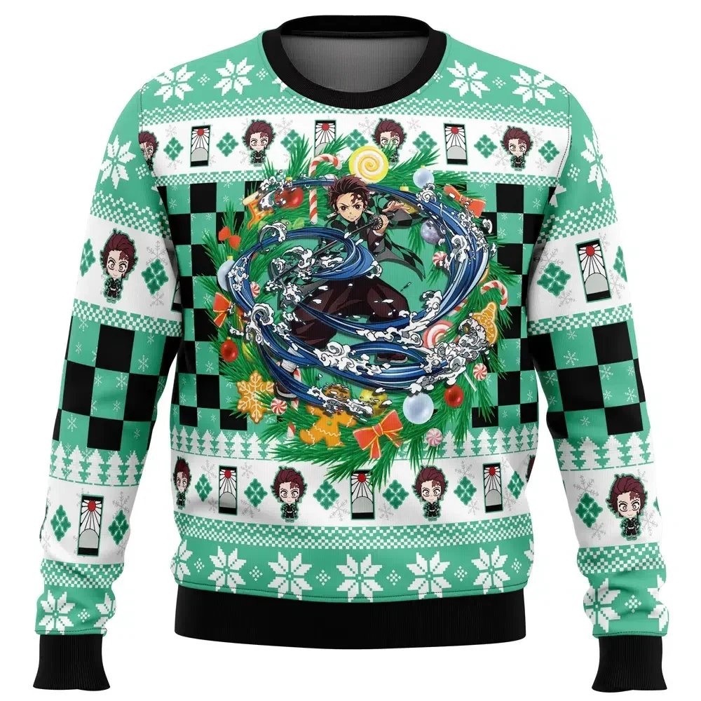 Christmas Tanjiro Kamado Ugly Christmas Sweater, Demon Slayer Holiday Sweater, Water Breathing Kimetsu no Yaiba, Anime Xmas Gift