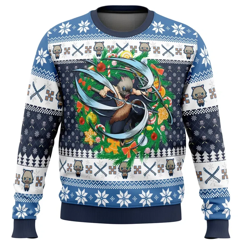 Christmas Hashibira Inosuke Demon Slayer Ugly Christmas Sweater, Kimetsu no Yaiba Holiday Sweater, Anime Xmas Jumper