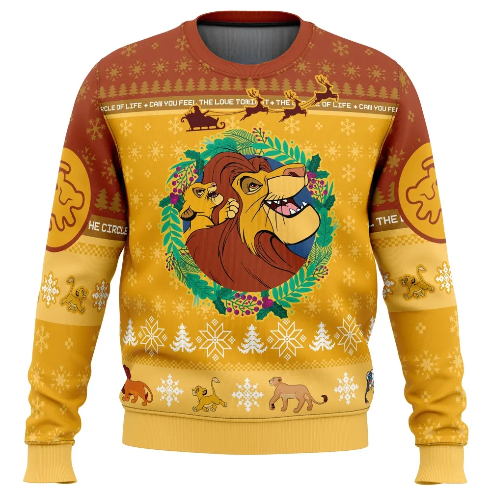 Christmas The Lion King Ugly Christmas Sweater, Simba and Mufasa Disney Holiday Sweater, Circle of Life Cartoon Xmas Gift for Families