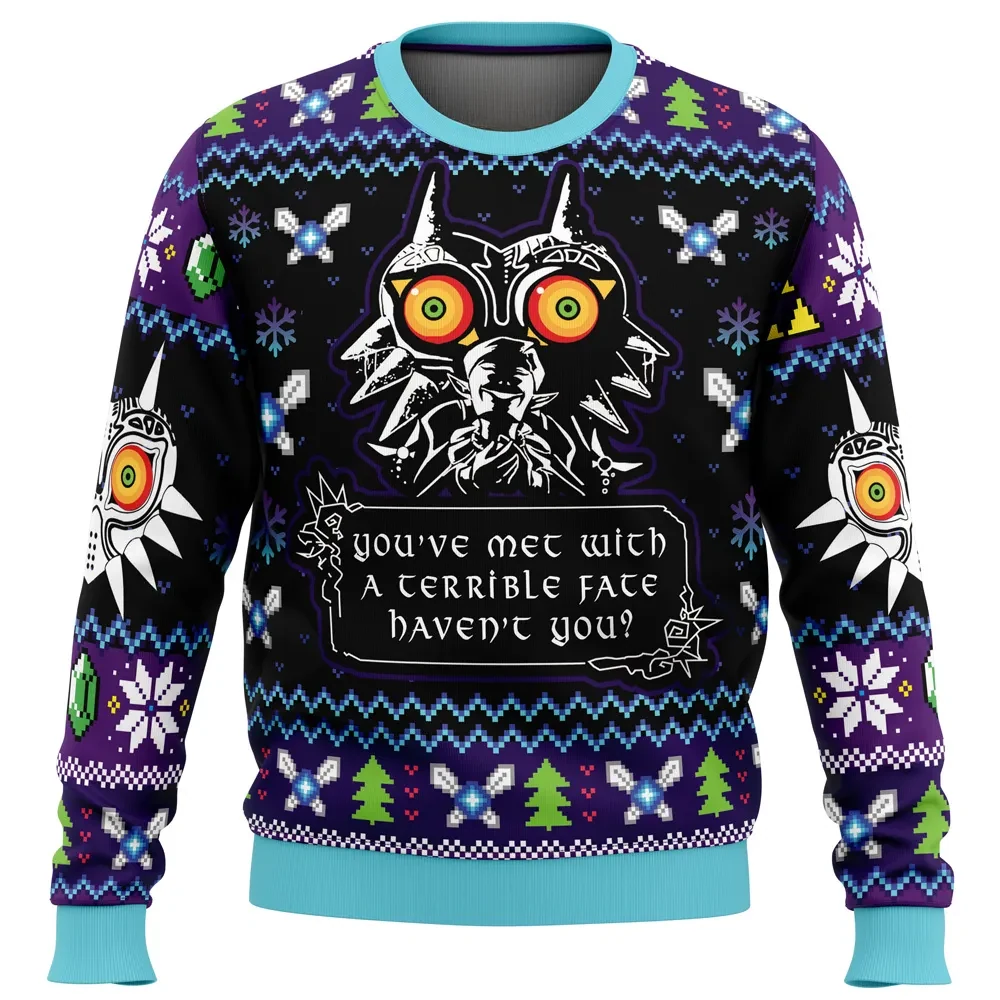 You Met With a Terrible Fate Majora's Mask Zelda Ugly Christmas Sweater, Legend of Zelda Gamer Holiday Sweater, Xmas Jumper