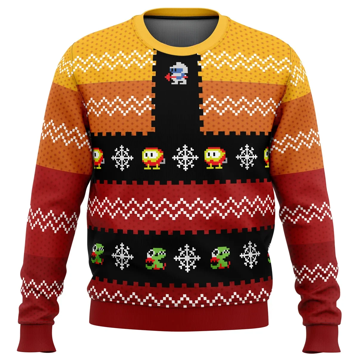 Christmas Dig Dug Ugly Christmas Sweater, Retro Arcade Game Holiday Sweater, Pooka and Fygar Pixel Xmas Sweatshirt, 80s Gamer Xmas Gift