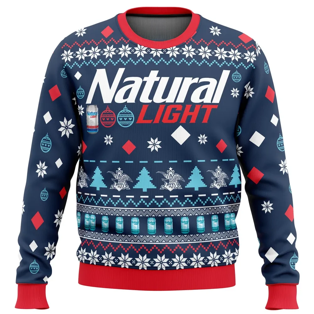 Natural Light Beer Ugly Christmas Sweater, Natty Light Beer Lover Holiday Sweater, Funny Drinking Xmas Party Unisex All Over Print Jumper