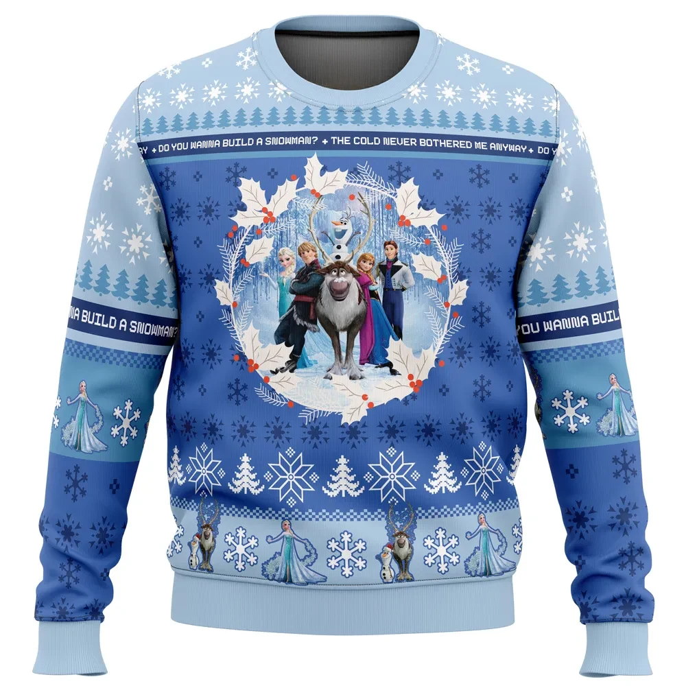 Christmas Frozen Elsa Anna Olaf Ugly Christmas Sweater, Do You Wanna Build a Snowman Holiday Sweater, Disney Xmas Sweater