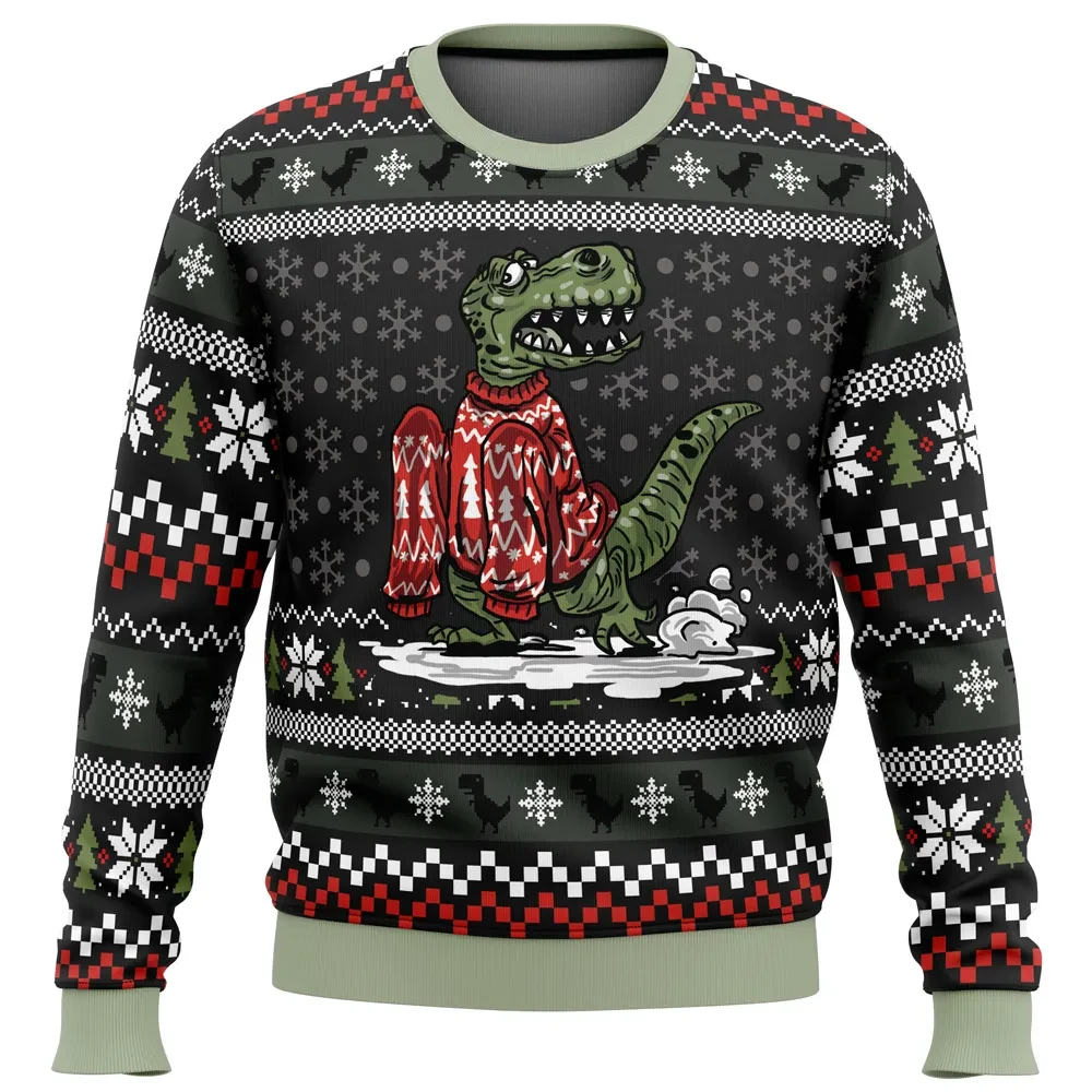 Wrong Size Dinosaurs T-Rex Ugly Christmas Sweater, Funny Dinosaur Holiday Sweater, Short Arms Xmas Gift, Unisex All Over Print Sweatshirt