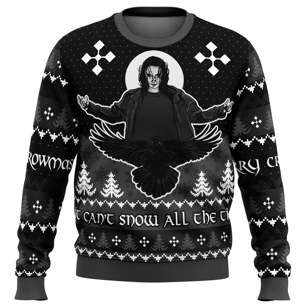 Merry Crowmas The Crow Ugly Christmas Sweater, Eric Draven Holiday Sweater, It Can't Snow All the Time, Gothic Movie Xmas Gift, Unisex Sweatshirt