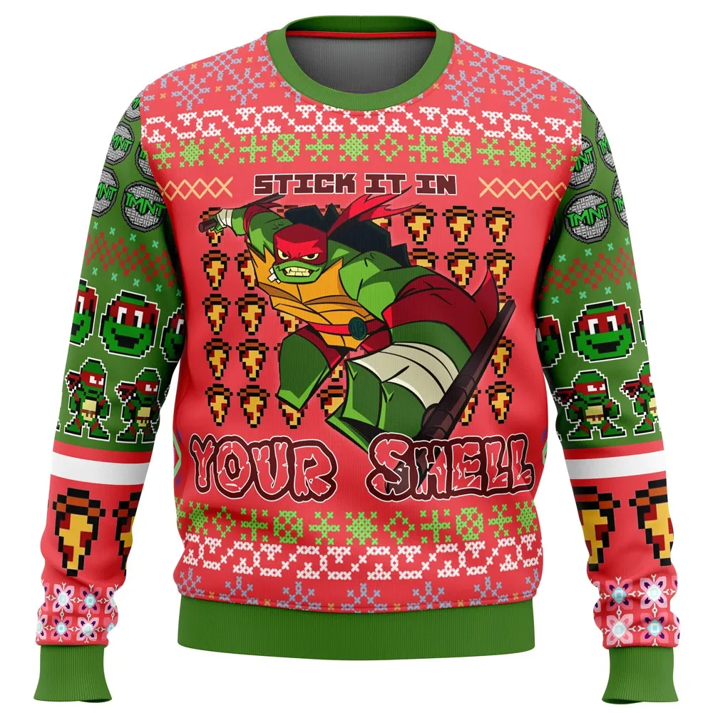 Raphael Rise of the Teenage Mutant Ninja Turtles Ugly Christmas Sweater, TMNT Cartoon Holiday Sweater, Unisex All Over Print Xmas Jumper