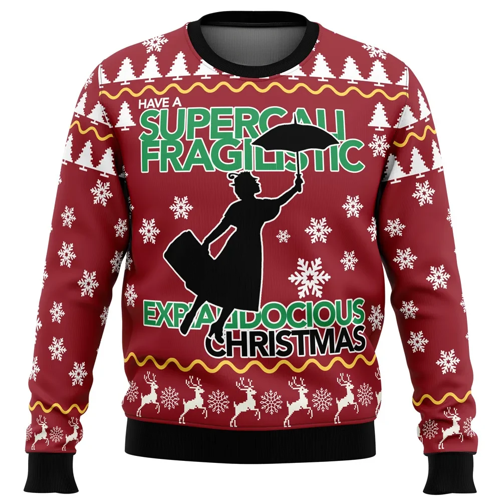 Supercalifragilistic Expialidocious Christmas Mary Poppins Ugly Christmas Sweater, Disney Movie Holiday Sweater, Xmas Jumper