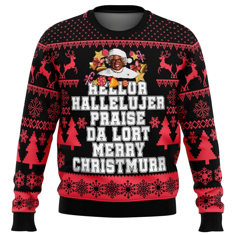 Hellur Hallelujer Madea Ugly Christmas Sweater, Merry Christmurr Movie Holiday Sweater, Praise Da Lort Funny Tyler Perry Xmas Gift