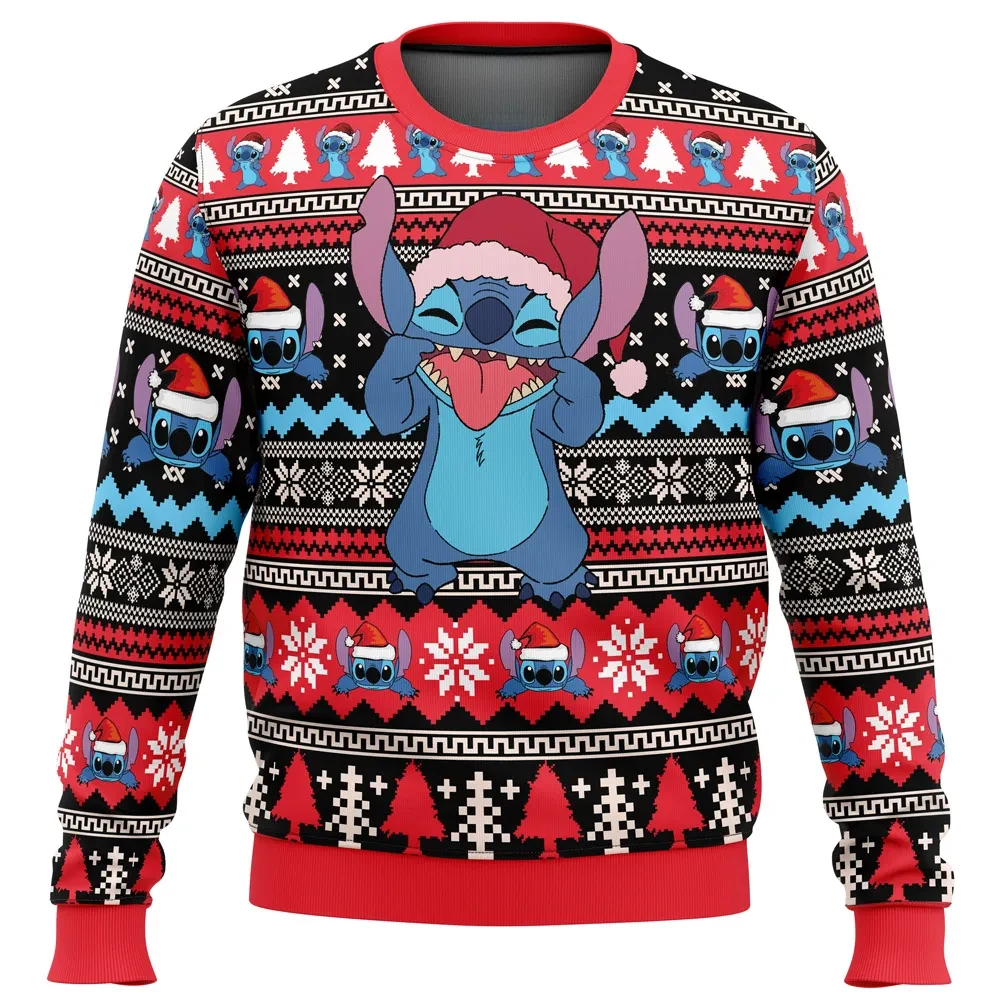 Lilo and Stitch Ugly Christmas Sweater, Stitch Santa Hat Disney Holiday Sweater, Cute Experiment 626 Cartoon Xmas Gift for Stitch Lovers