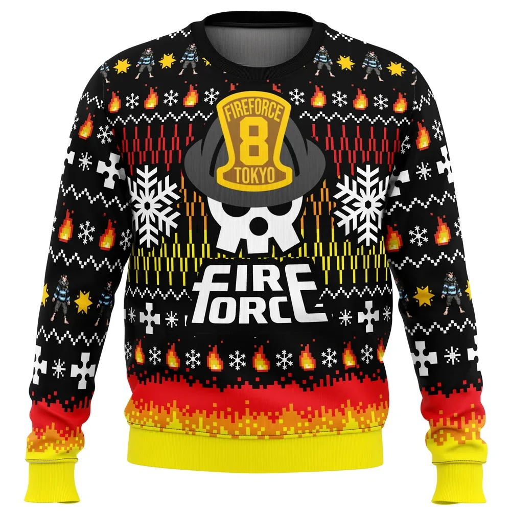 We Didn't Start the Fire This Christmas Fire Force Ugly Christmas Sweater, Anime Holiday Sweater, Unisex All Over Print Xmas Jumper
