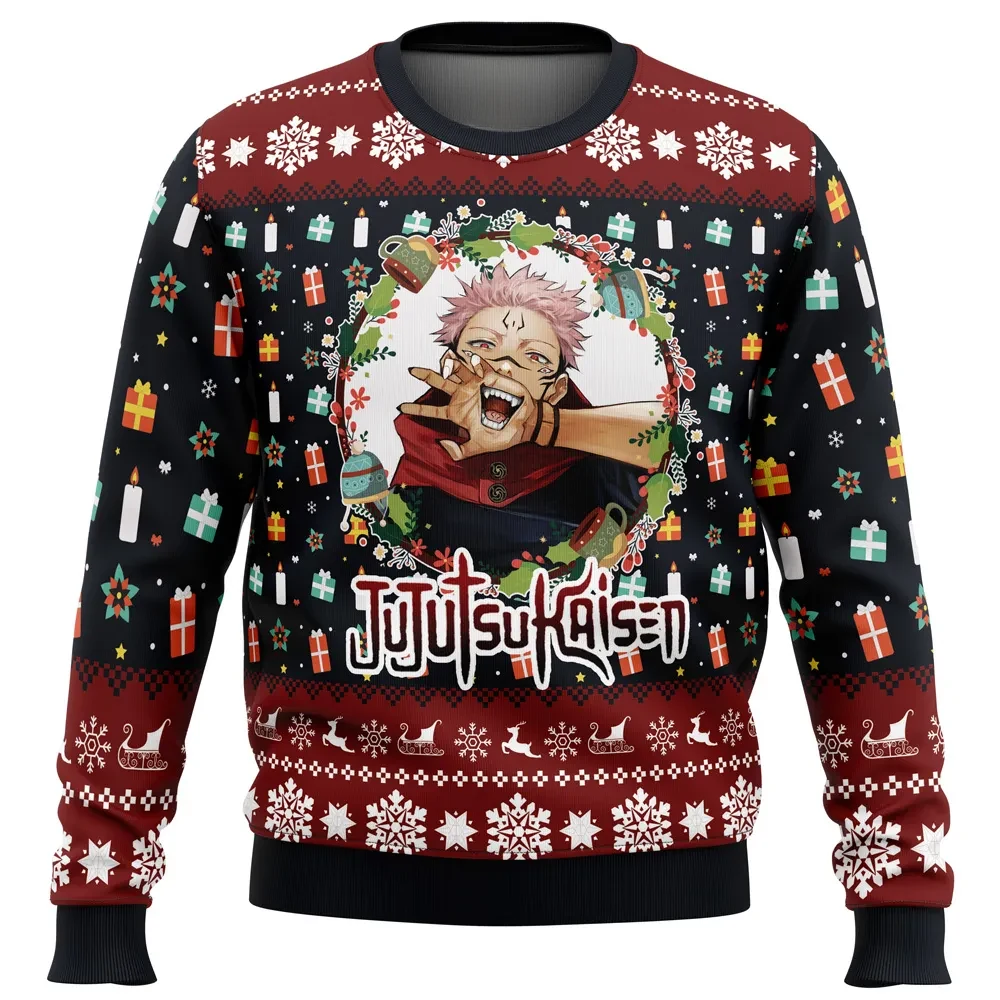Sukuna Christmas Jujutsu Kaisen Ugly Christmas Sweater, Ryomen Sukuna Holiday Sweater, Anime Xmas Gift, Unisex All Over Print Top for JJK Fans